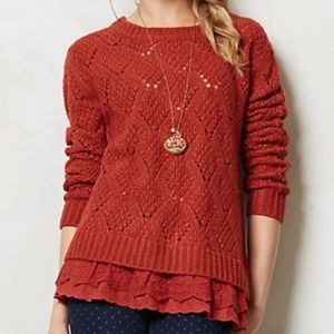 Anthropologie Red Crew Neck Sweater